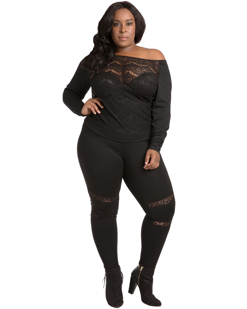 Plus size lace 2025 leggings tights
